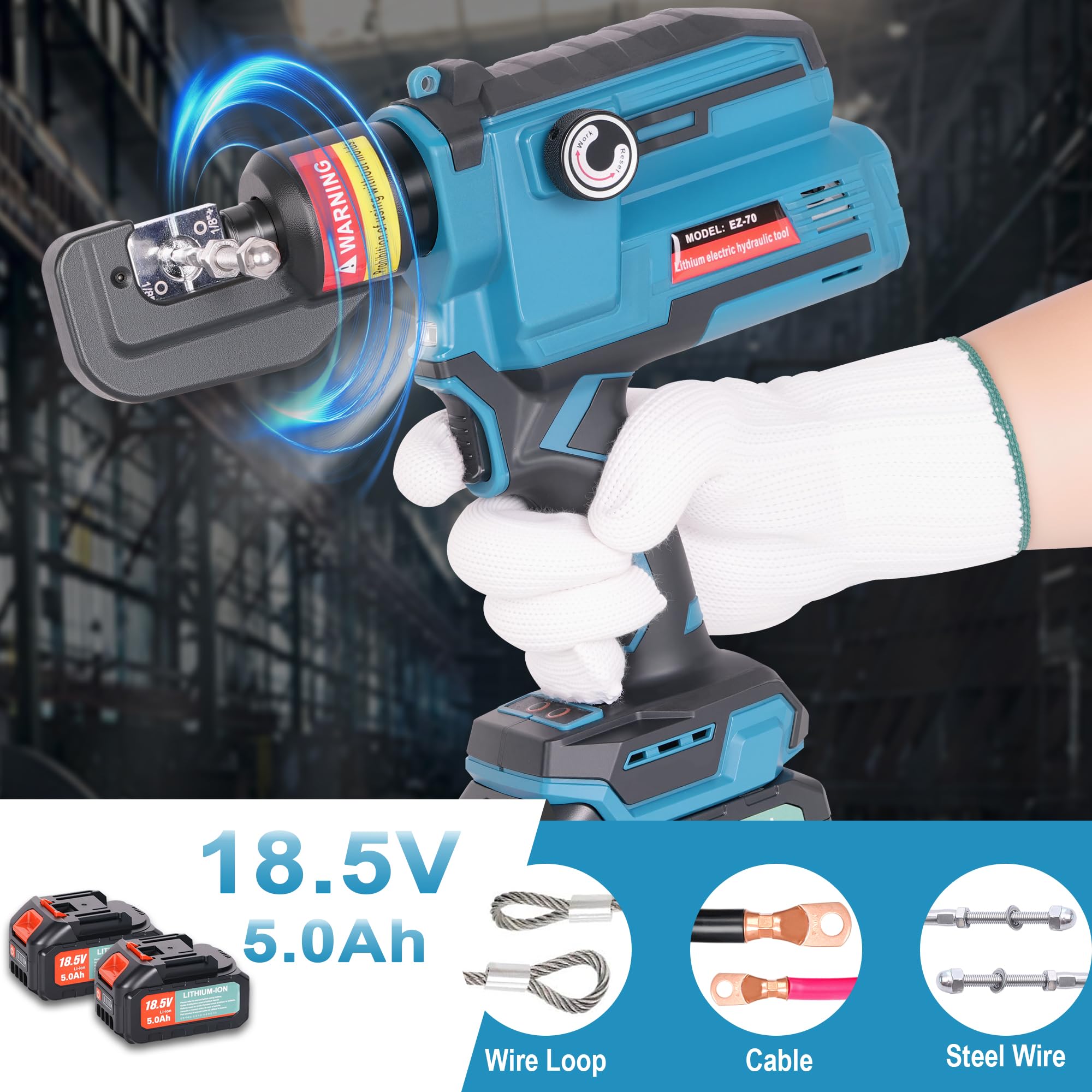 AMZCNC Electric Hydraulic Cable Lug Crimping Tool, 12 AWG to 2/0
